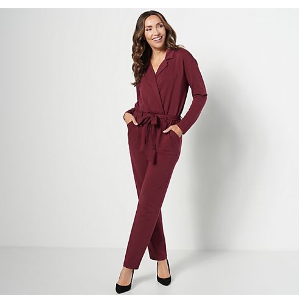 Attitudes by Renee jumpsuit.   Size Medium Tall.   New with Tag burgundy